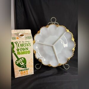 Anchor Hocking Milk Glass, divided relish dish